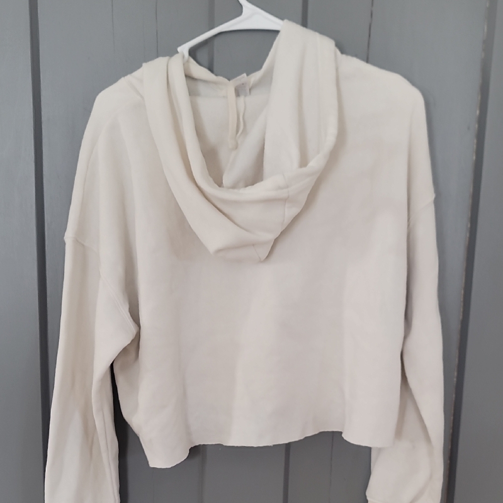 Cowgirl Western Graphic Cropped Raw Edge Cream Hoodie - Picture 3 of 4
